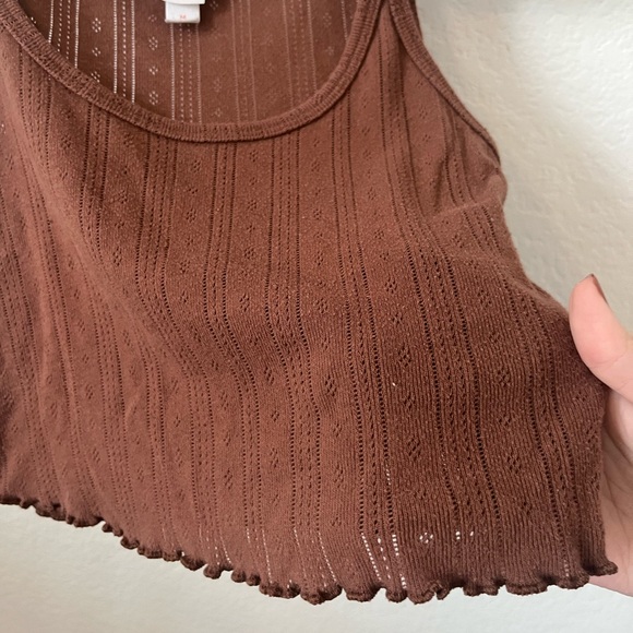 Brown Ribbed Sleep Tank Top - Picture 5 of 6